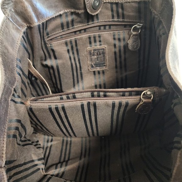 Frye Melissa tote bag in dark brown leather. - Picture 7 of 12